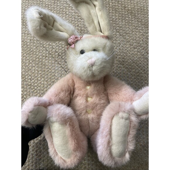 Boyds Bear Lady Payton Plush Bunny Rabbit Jointed 12” Pink White Rose Heart - Picture 1 of 10